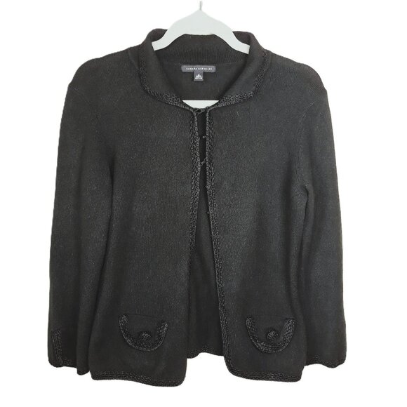 Banana Republic Black Cotton Angora Braided Lady Cardigan Sweater M - DO NOT GO - Picture 1 of 12